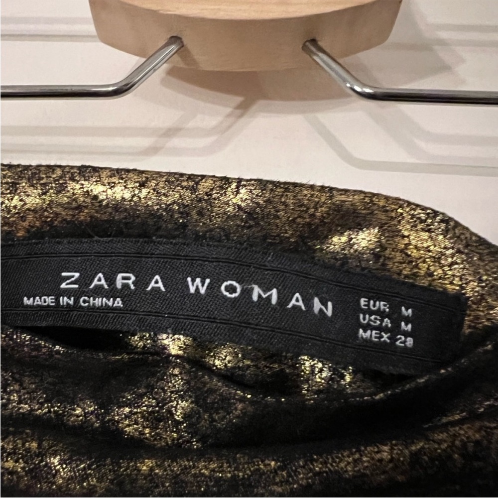 Zara Metallic Gold A-Line Skirt - Picture 3 of 3